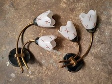 Paire D Anciennes Appliques Métal et Verre Années 50/60