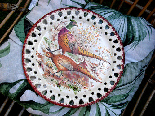 Assiette décor oiseau faisan - assiette,