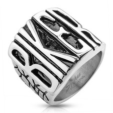 Bague homme biker acier