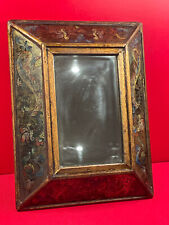 Ancien miroir Italie, verre églomisé en pareclose, miroir central récent