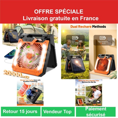Ventilateur solaire 20000mah - ventilateur,