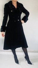 Manteau redingote noir col fourrure MORRIS GRANT Paris Vintage - Taille 36