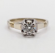 Bague solitaire art deco or