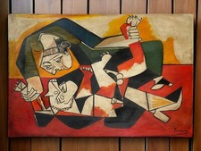 Tableau huile toile d'artiste Pablo Picasso signé estampillé main fait main v...