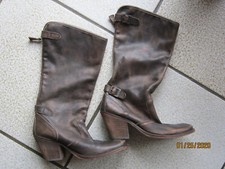 PEPE JEANS JOLIES BOTTES SANTIAGUES EN CUIR VIEILLI MARRON  T 38