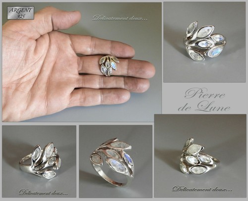 Belle bague feuille argent - feuille, en