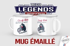 Mug émaillé Motorcycle, Tasse déco course moto biker thé café cadeau vintage