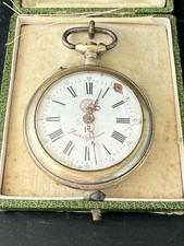 FONCTIONNEL Montre Gousset Ancienne ROSKOPF Suisse Boîtier Chromé RÉVISION NÉC