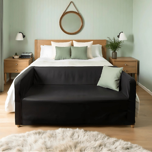 Solid black european linen - solid,