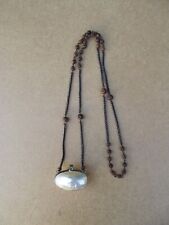 ancien collier porte monnaie chapelet œuf en nacre rosaire bois sculpté XIX eme