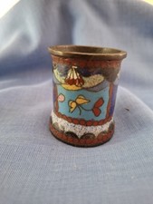 ANCIEN POT EN ÉMAIL À PINCEAUX JAPON CHINOIS? ASIE TABAC OPIUM?