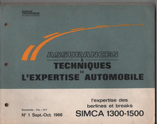 Simca 1300 1500 Revue Technique Automobile Auto Expertise Assurance 1966 rta