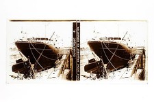 Dunkerque Cale Seche Paquebot France Plaque de verre stéréo 6x13cm