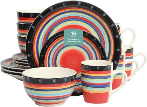 Vibrant piece hand painted - 16-piece,