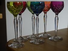 VINTAGE SIX CORDIALS GLASSES CRYSTAL VAL ST LAMBERT BELGUIM SIX COLORS ht 5,12"