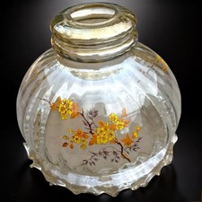 Abat-jour en verre décor fleurs vintage ancien globe lustre suspension rétro