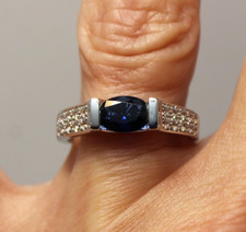 Bague en Argent Massif 925 Saphir de Synthèse et Zircons T.54 NEUF (T)