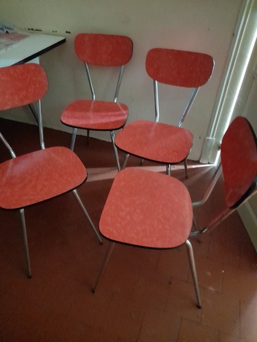 Chaises vintage formica rouge - chaises,