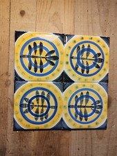 Lot 4x Carrelage En Faïence De Gien Décor Floral 10,8x10,8 Cm