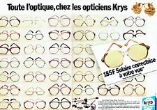 PUBLICITE ADVERTISING 027  1987  les Opticiens Krys (2p) montures de lunettes