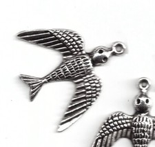 Charm, Bird, 4 Antiqued Silver