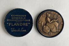 Ancienne médaille bronze CGT French Line Paquebot Flandre 1952 Marcel Renard