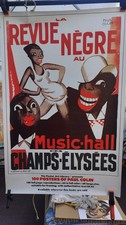 Grande affiche ancienne Music-hall Josephine baker Folies bergere moulin rouge