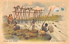 CPA PECHE D'EAU DOUCE AU JPANIER RAPIDES DU CONGO