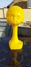 Tete A Chapeau TWIGGY, En Plastique Jaune, Annees 70 Vintage, Modele RARE