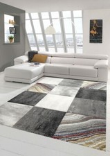 Tapis moquette salon moderne Karo conception en rouge or gris