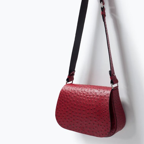 Zara red leather - leather, messenger