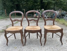 3 chaises paillées en noyer du 19ème siècle Louis Philippe