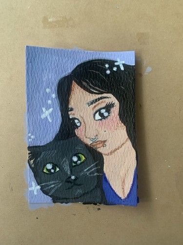 Aceo original mini portrait - aceo,