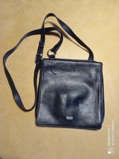 Sac épaule vintage pour homme en cuir noir épais Texier pochette