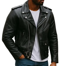 Blouson motard en cuir noir