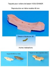 VOGU'ENMER -- Bateau voilier de bassin -- Reproduction taquet 46 mm en hêtre
