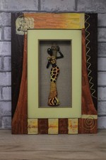 TABLEAU 3D Femme Africaine Porteuse d'Eau Cadre Relief Art Tribal Ethnique Déco