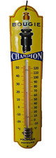THERMOMETRE EN TÔLE EMAILLEE / bougie CHAMPION    / 9 CMS X 42 CMS  