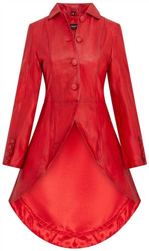 Manteau cuir rouge long - manteau,