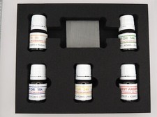 Lot de 5 réactifs Or 9 14 18  24 + ARG en Flacons spatules + Pierre de touche