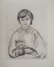 Pierre-Auguste RENOIR : Petite fille au chat, Héliogravure