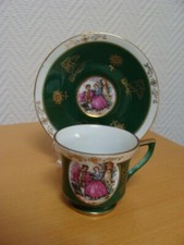 Tasse et soucoupe vintage Fragonard / vert