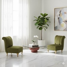 Fauteuils Vintage Tissu Bois