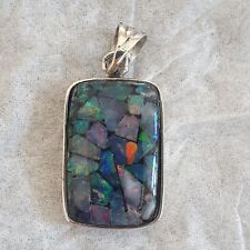 Pendentif opale Mosaïque Et Argent.  Superbe (1)