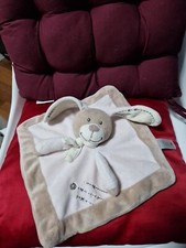 doudou plat lapin rose marron