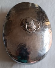Bouillotte ancienne Ovale en Métal  chromé avec bouchon