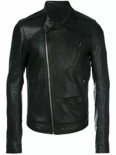 Veste de motard Café Racer en cuir véritable pour hommes, fermeture éclair...