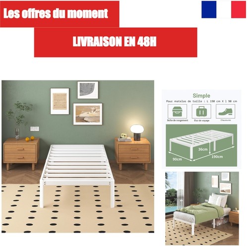 Cadre lit métal 90x190 - cadre, en