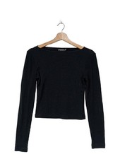 STRADIVARIUS Chemise côtelée Dames Haut T EU 38 noir style décontracté