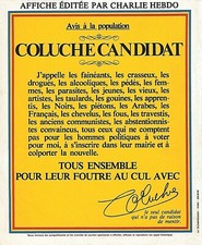 Affiche COLUCHE (présidentielle 1981) Reproduction **